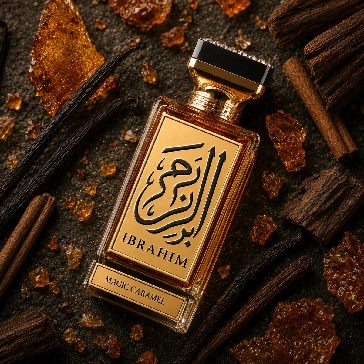 Magic Caramel Rich Amber Gourmand eau de parfum, flat lay